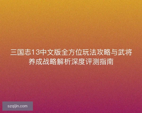 三国志13中文版全方位玩法攻略与武将养成战略解析深度评测指南